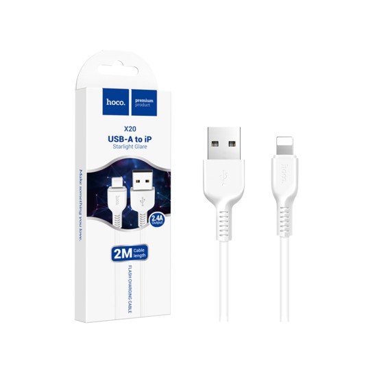 Hoco Charging Cable X20 Flash Lightning 2M White